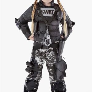 SWAT Police Costume Size 5/6 Kids Tactical Outfit Full Set With Accesories Unise